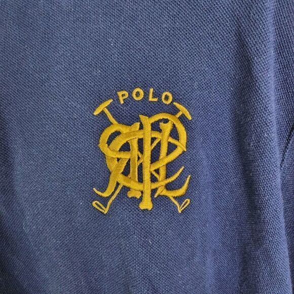 Ralph Lauren Polo Sweater Men XL Pullover Qaurter Zip PRL Gold logo French Navy - Picture 2 of 9